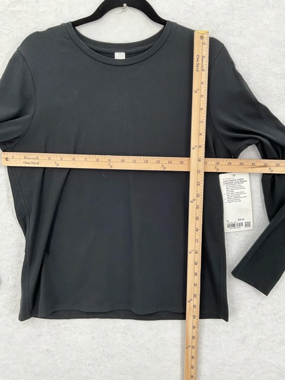 NWT Lululemon Organic Cotton Crewneck‎ Long-Sleeve Shirt Black Medium